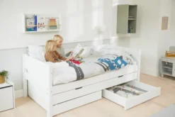 FLEXA White Einzelbett 90x200cm mit Gästebett u. zwei Schubladen weiß
