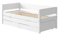 FLEXA White Einzelbett 90x200cm mit Gästebett u. zwei Schubladen weiß