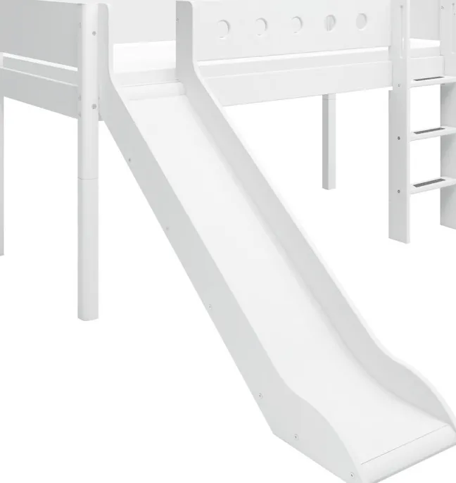 FLEXA White halbhohes Bett senk. Leiter und Rutsche weiß
