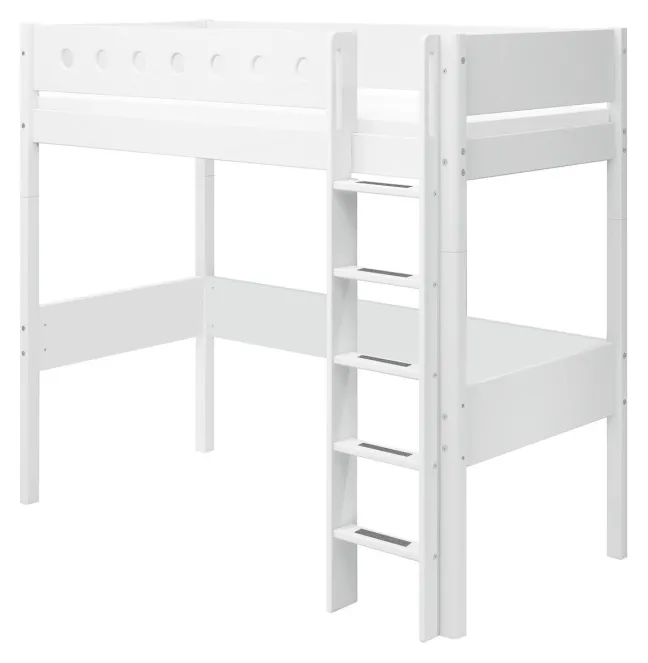 FLEXA White Hochbett mit senkrechter Leiter weiß