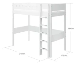 FLEXA White Hochbett mit senkrechter Leiter weiß