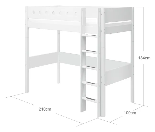 FLEXA White Hochbett mit senkrechter Leiter weiß