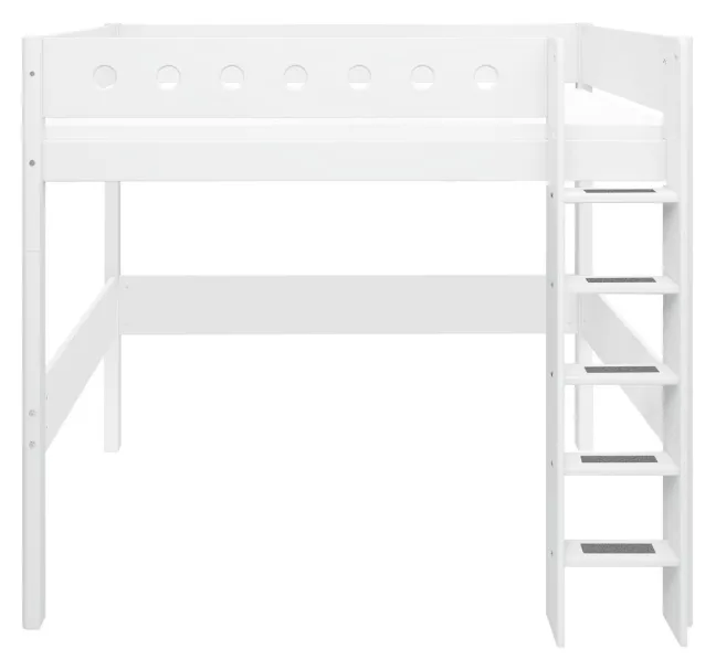 FLEXA White Hochbett mit senkrechter Leiter weiß