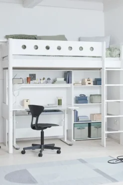 FLEXA White Hochbett mit senkrechter Leiter weiß