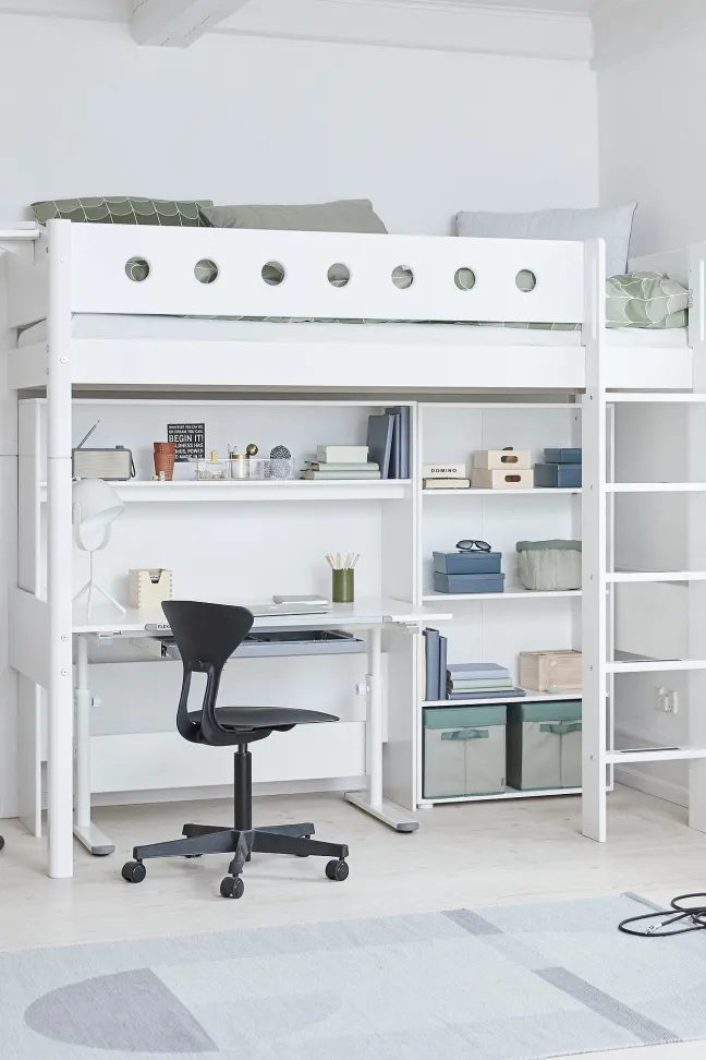 FLEXA White Hochbett mit senkrechter Leiter weiß