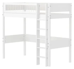 FLEXA White Hochbett 90x200cm mit Streben Absturzsicherung weiß