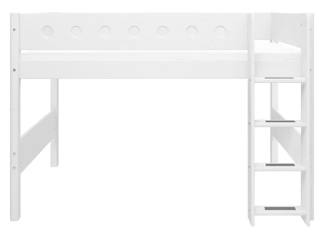 FLEXA White Mittelhohes Bett mit senkrechter Leiter weiß