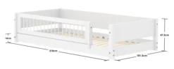 FLEXA White Montessori Bett 90x200cm mit 3/4 Streben Absturzsicherung weiß