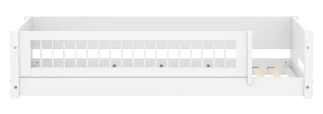 FLEXA White Montessori Bett 90x200cm mit 3/4 Streben Absturzsicherung weiß