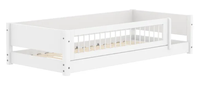 FLEXA White Montessori Bett 90x200cm mit 3/4 Streben Absturzsicherung weiß