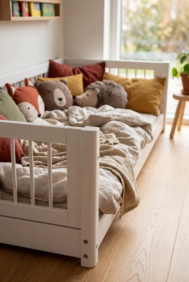 FLEXA White Montessori Bett 90x200cm mit Streben weiß