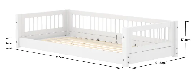 FLEXA White Montessori Bett 90x200cm mit Streben weiß