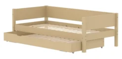FLEXA White Sand Einzelbett 90x200cm mit Gästebett hochklappbar sand