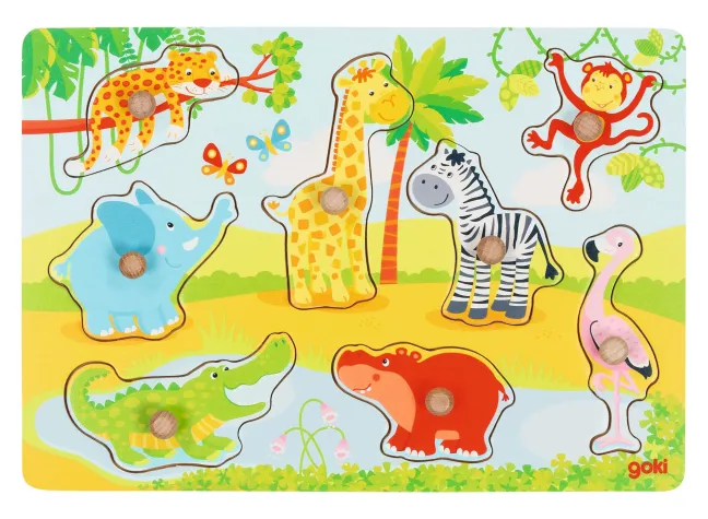 Goki Steckpuzzle Afrikanische Tierkinder