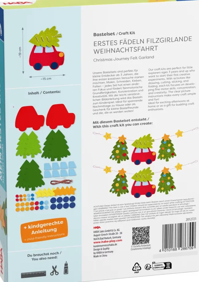 Haba Bastelset - Erstes Fädeln Filzgirlande Weihnachtsfahrt 2012721