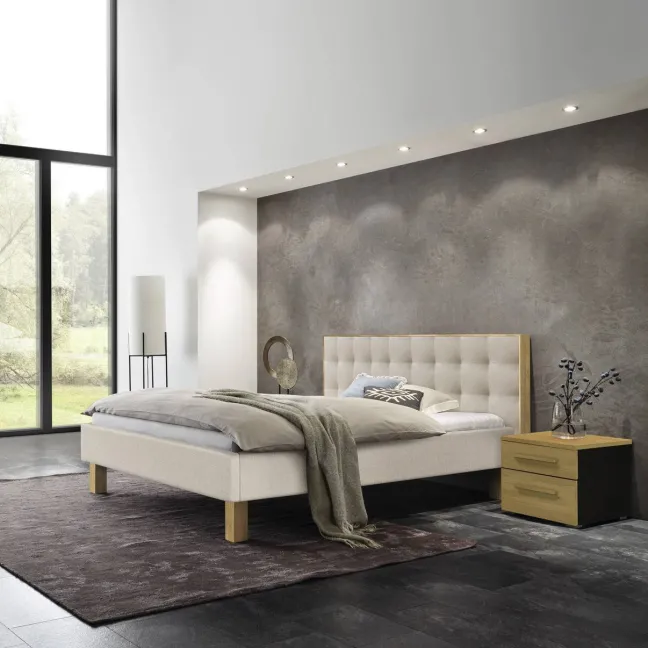 Hasena Noah Polsterbett 180x200cm Fußhöhe: 20cm Eiche hell geölt/Pepe beige