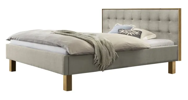 Hasena Noah Polsterbett 180x200cm Fußhöhe: 20cm Eiche hell geölt/Pepe beige