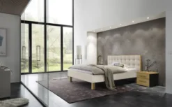 Hasena Noah Polsterbett 180x200cm Fußhöhe: 20cm Eiche hell geölt/Pepe beige