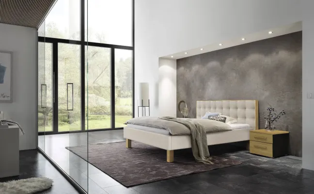 Hasena Noah Polsterbett 180x200cm Fußhöhe: 20cm Eiche hell geölt/Pepe beige