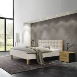 Hasena Noah Polsterbett 180x200cm Fußhöhe: 25cm Eiche hell geölt/Pepe beige