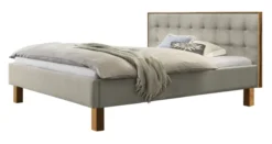 Hasena Noah Polsterbett 180x200cm Fußhöhe: 25cm Wildbuche natur geölt/Pepe beige