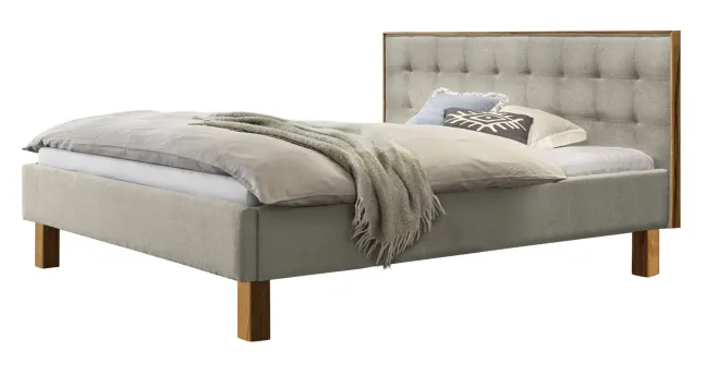 Hasena Noah Polsterbett 180x200cm Fußhöhe: 25cm Wildbuche natur geölt/Pepe beige