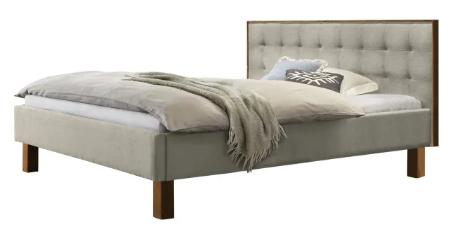 Hasena Noah Polsterbett 180x200cm Fußhöhe: 20cm Wildeiche natur geölt/Pepe beige