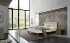 Hasena Noah Polsterbett 180x200cm Fußhöhe: 20cm Wildeiche natur geölt/Pepe beige