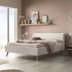 Hasena Selena Polsterbett 180x200cm Eiche hell geölt/Boucle ivory