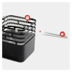 Höfats CUBE Feuerkorb schwarz inkl. CUBE Grillrost und Grillzange