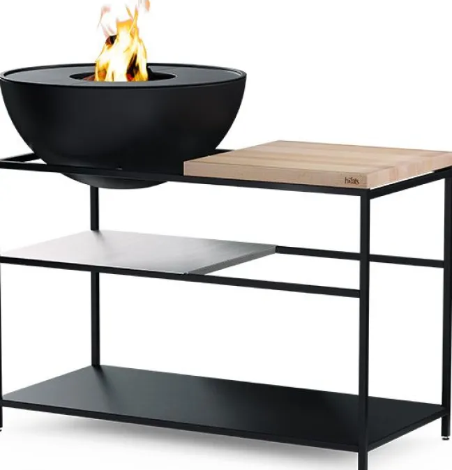 Höfats FIRE KITCHEN Outdoorküche mit BOWL 70 Plancha-Grillset tief