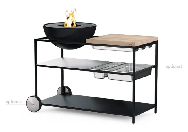 Höfats FIRE KITCHEN Outdoorküche mit BOWL 57 Plancha-Grillset tief