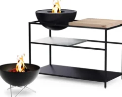 Höfats FIRE KITCHEN Outdoorküche mit BOWL 57 Plancha-Grillset tief