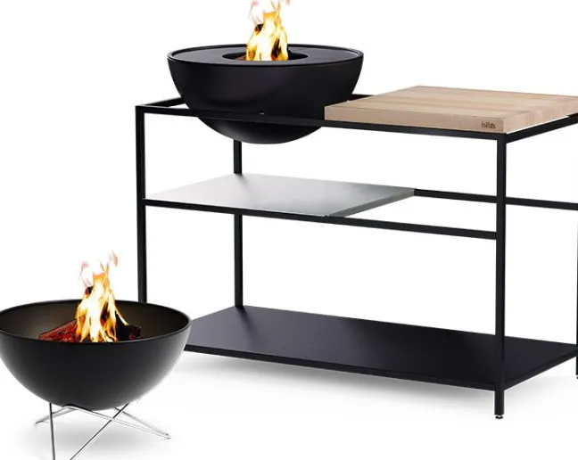 Höfats FIRE KITCHEN Outdoorküche mit BOWL 57 Plancha-Grillset tief