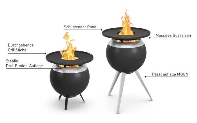 Höfats MOON 55 Plancha-Grillset mit hohem und niedrigem Fuß