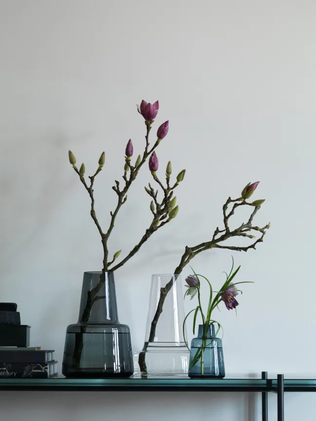 Holmegaard Flora Vase mittlerer Hals smoke H:24 cm