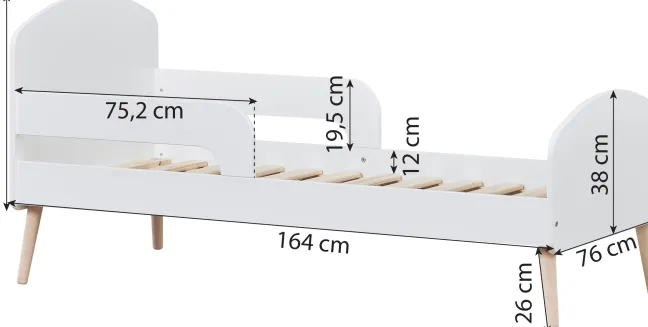 Hoppekids Blend Juniorbett 70x160 cm Eiche/weiß