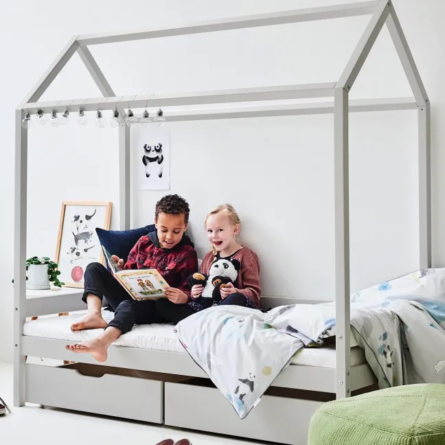 Hoppekids ECO Comfort Haus Bett 70x160cm dove grey