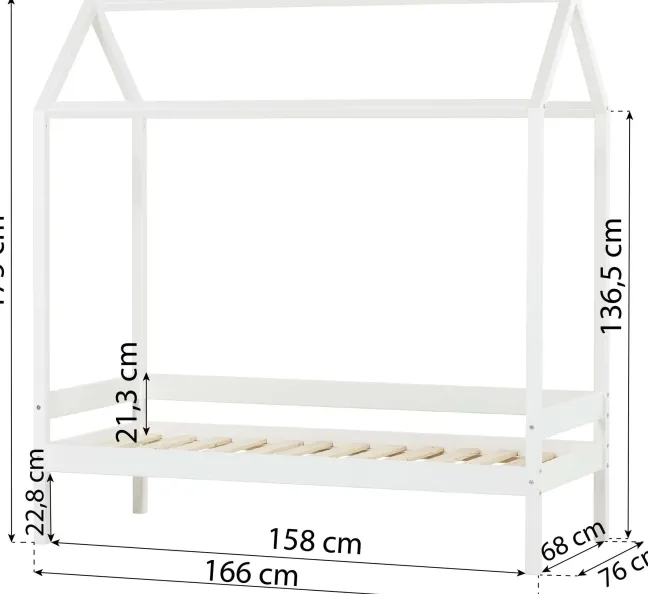 Hoppekids ECO Comfort Haus Bett 70x160cm weiß