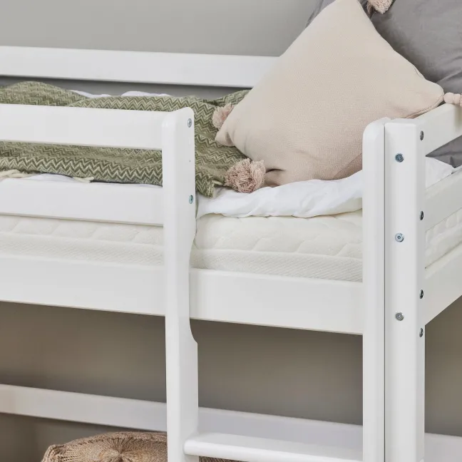 Hoppekids ECO Dream Halbhochbett Junior 70x160cm mit Rutsche und gerader Leiter teilbar weiß