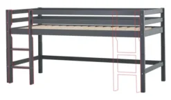 Hoppekids ECO Dream Halbhochbett 90x200cm mit gerader Leiter teilbar dunkelgrau