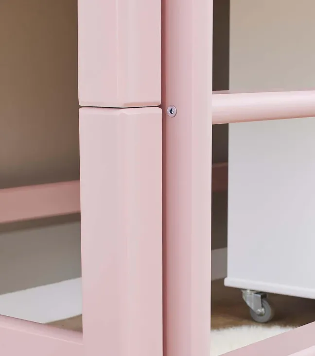 Hoppekids ECO Dream Halbhochbett 90x200cm mit gerader Leiter teilbar rosa