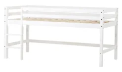 Hoppekids ECO Dream Halbhochbett 90x200cm mit gerader Leiter teilbar weiß