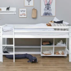 Hoppekids ECO Dream Halbhochbett 90x200cm mit gerader Leiter teilbar weiß