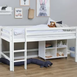 Hoppekids ECO Dream Halbhochbett 90x200cm mit gerader Leiter teilbar weiß