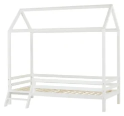 Hoppekids ECO Dream Hausbett 90x200cm mit 3/4 Absturzs. und kleiner Leiter weiß