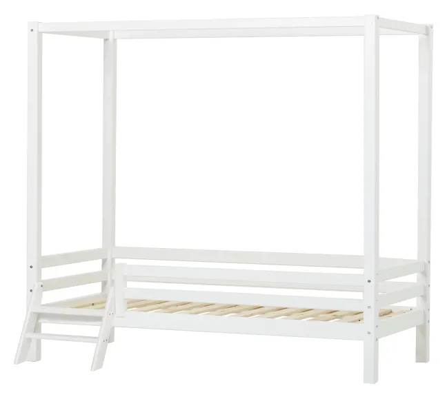 Hoppekids ECO Dream Himmelbett 90x200cm mit 3/4 Absturzs. und kleiner Leiter weiß