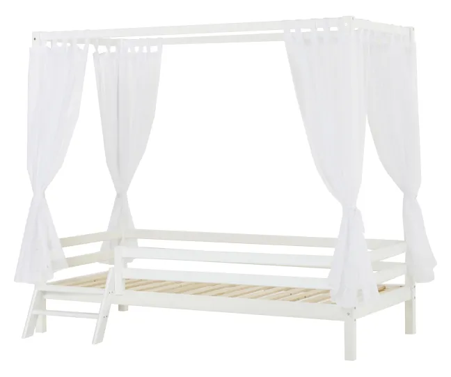 Hoppekids ECO Dream Himmelbett 90x200cm mit 3/4 Absturzs. und kleiner Leiter weiß