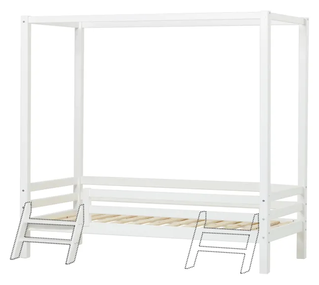 Hoppekids ECO Dream Himmelbett 90x200cm mit 3/4 Absturzs. und kleiner Leiter weiß