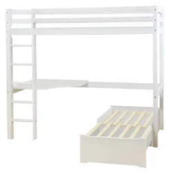 Hoppekids ECO Dream Hochbett Mega 90x200cm mit Lounge-Modul und Schreibtisch weiß